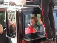 Jane Seymour peeks through carriage window